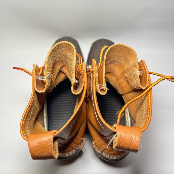 LL Bean Boots Womens 9M Duck Bean Lace Up Classic Rain Work Leather Brown - Picture 5 of 9